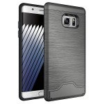 Wholesale Galaxy Note FE / Note Fan Edition / Note 7 Card Holder Hybrid Case (Space Gray)